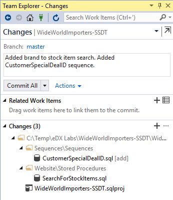 Commit message is as follows: Added branch to stock item search. Added CustomerSpecialDealID sequence.